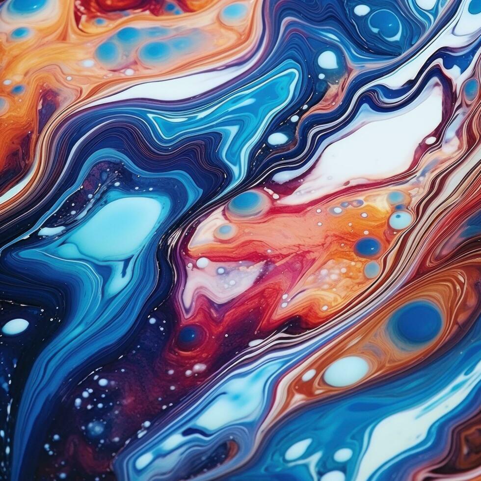AI generated This photo captures the beauty of swirling, colorful liquids that resemble a marble pattern.
