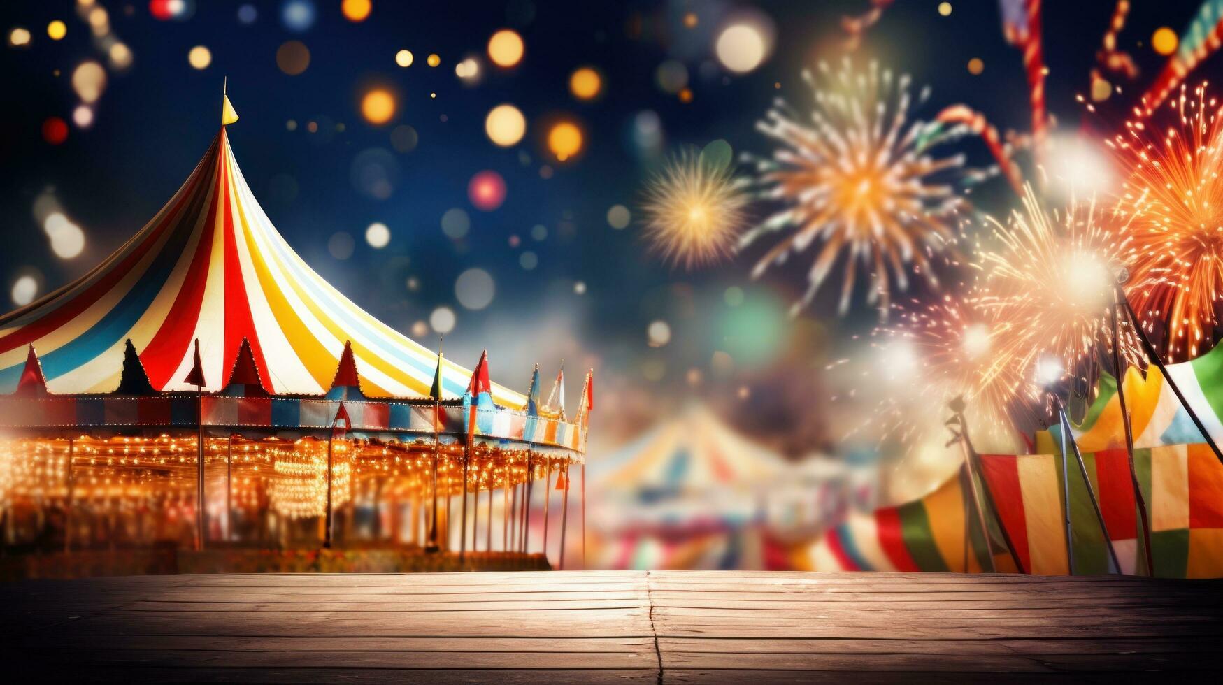 AI generated This stock photo features a lively carnival scene in the background