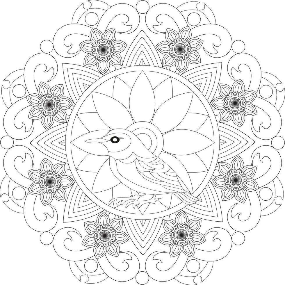 madala flor colorante página para adultos vector