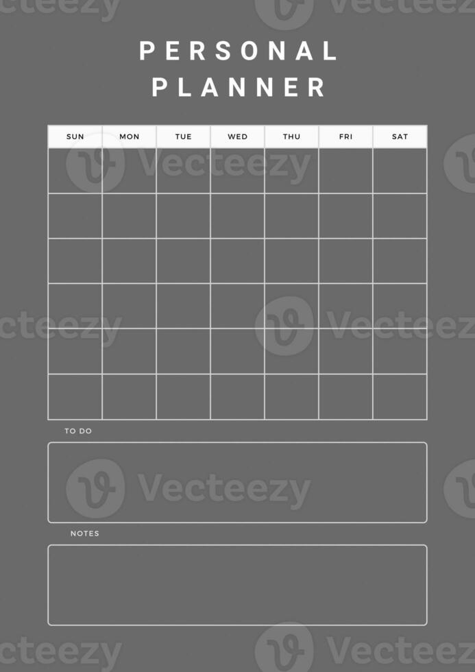 Notebook pages for notes, goals and to do list. Personal planner page template. Weekly schedule page. photo