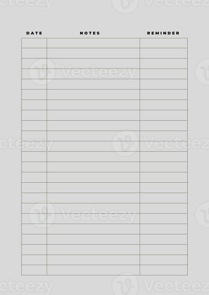 Notebook pages for notes and reminder. planner page template. Business organizer. Weekly schedule page. photo