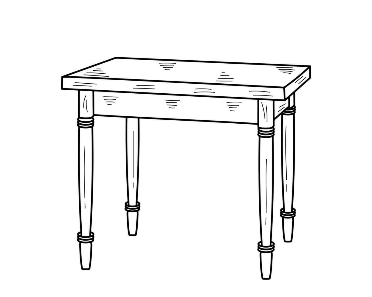 Sketch of a dinner table. Desk, dinner table, desktop, kitchen table. Piece of furniture vector