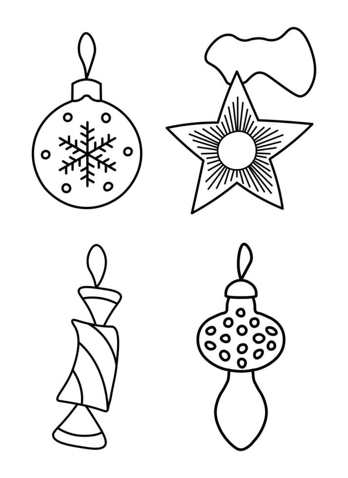 Sketch outline of Christmas tree decorations vector