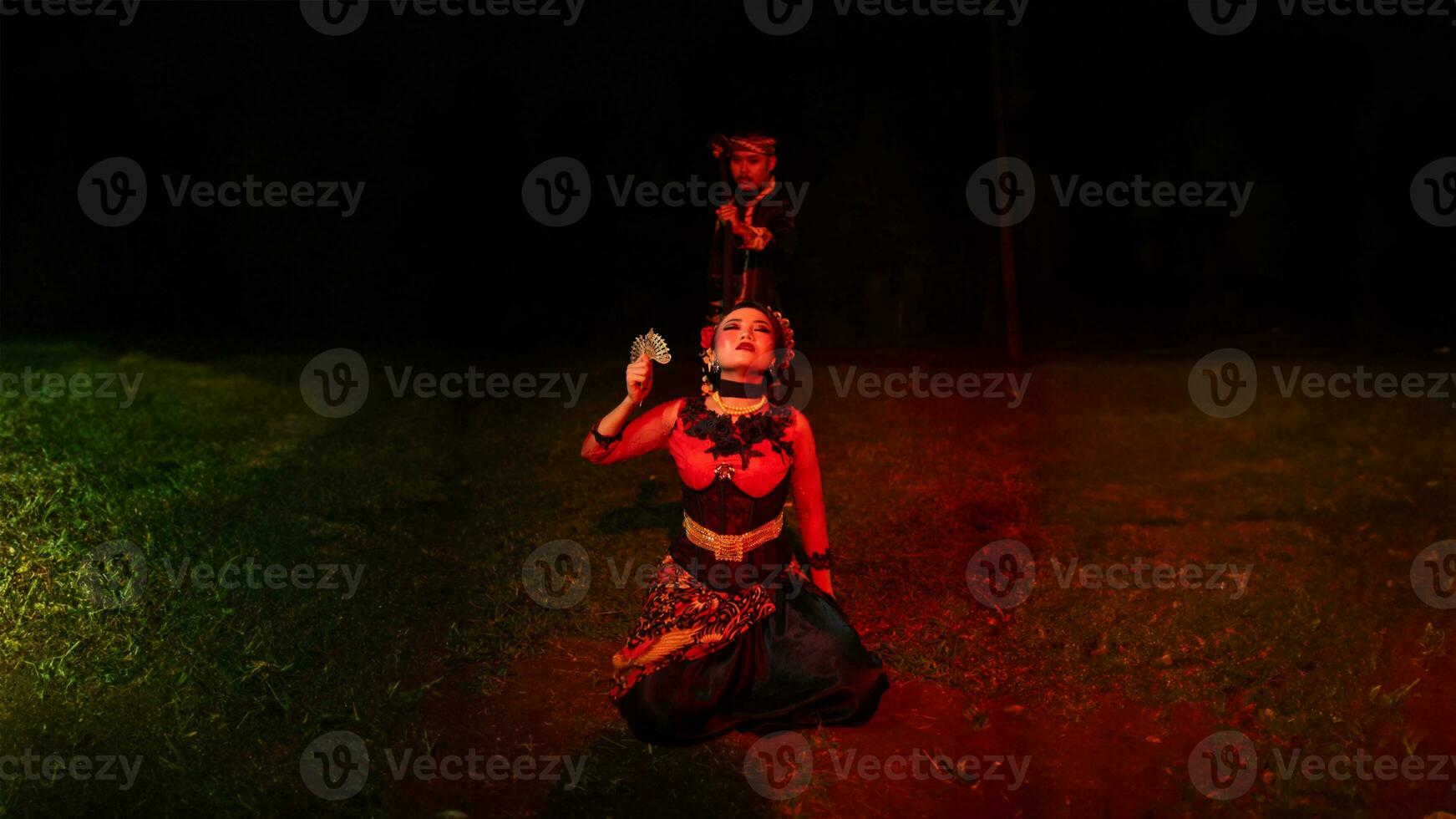 a female dancer looks lost and reflects the emptiness and loss photo