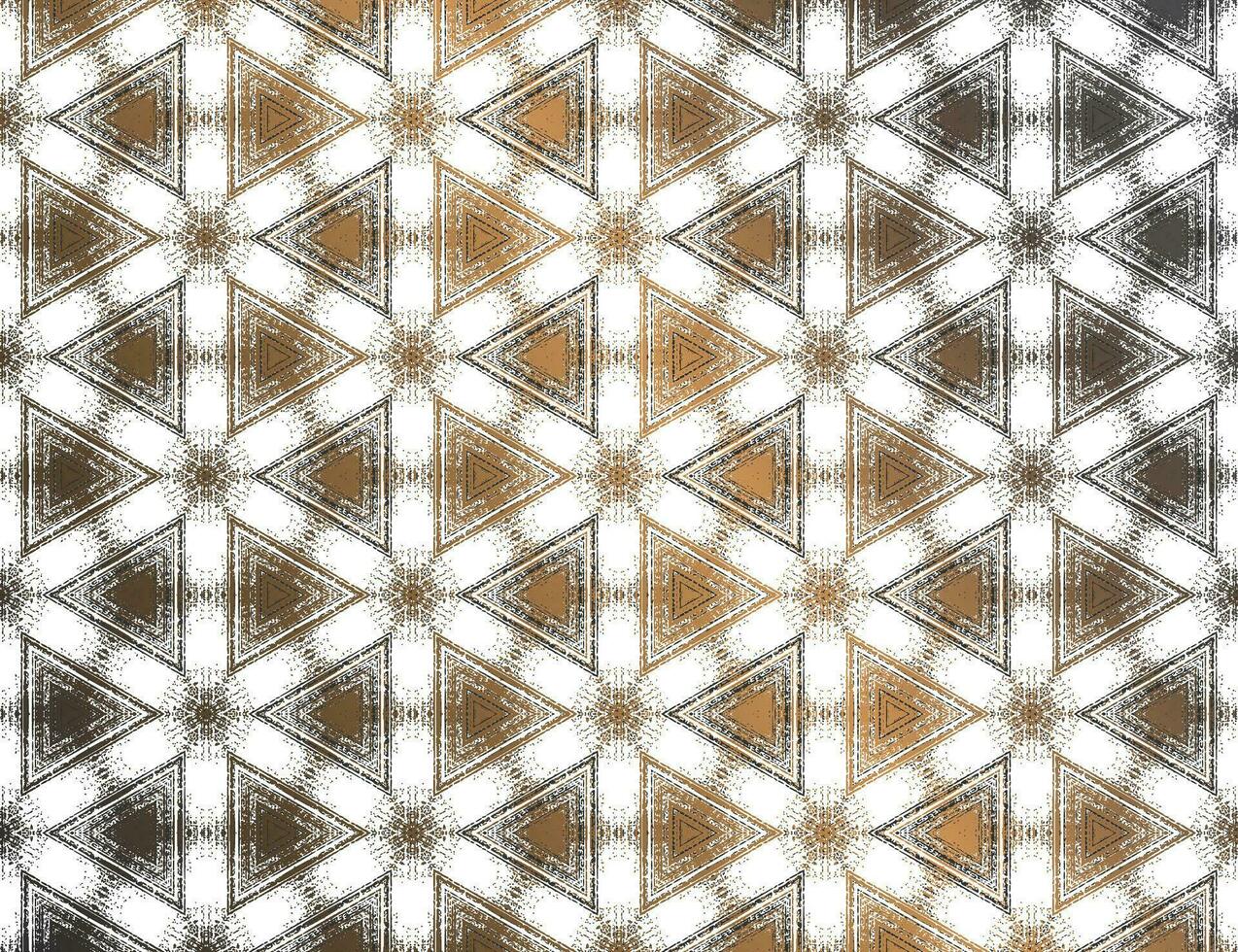 Geometric abstract black and white with metallic gold textured kaleidoscopic hexagonal pattern. Vector illustration. Symmetric ornament for digital paper, wallpaper background design.