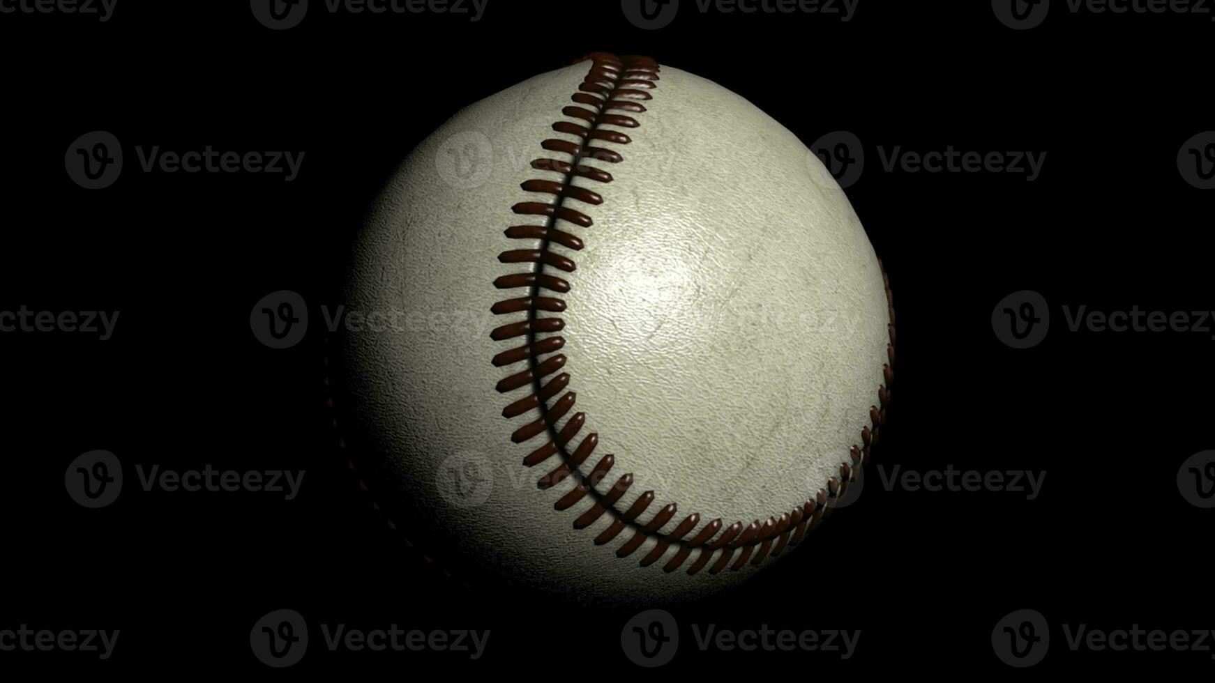 Baseball rotating on the black background. Seamless loop. Animation of a baseball ball photo