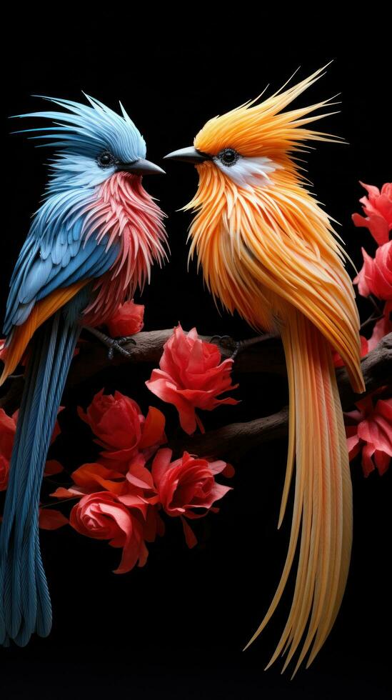 AI generated A pair of tropical birds engaged in a playful dance photo