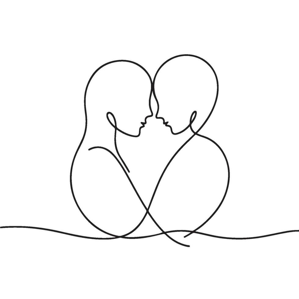 Couple One Line Art vector