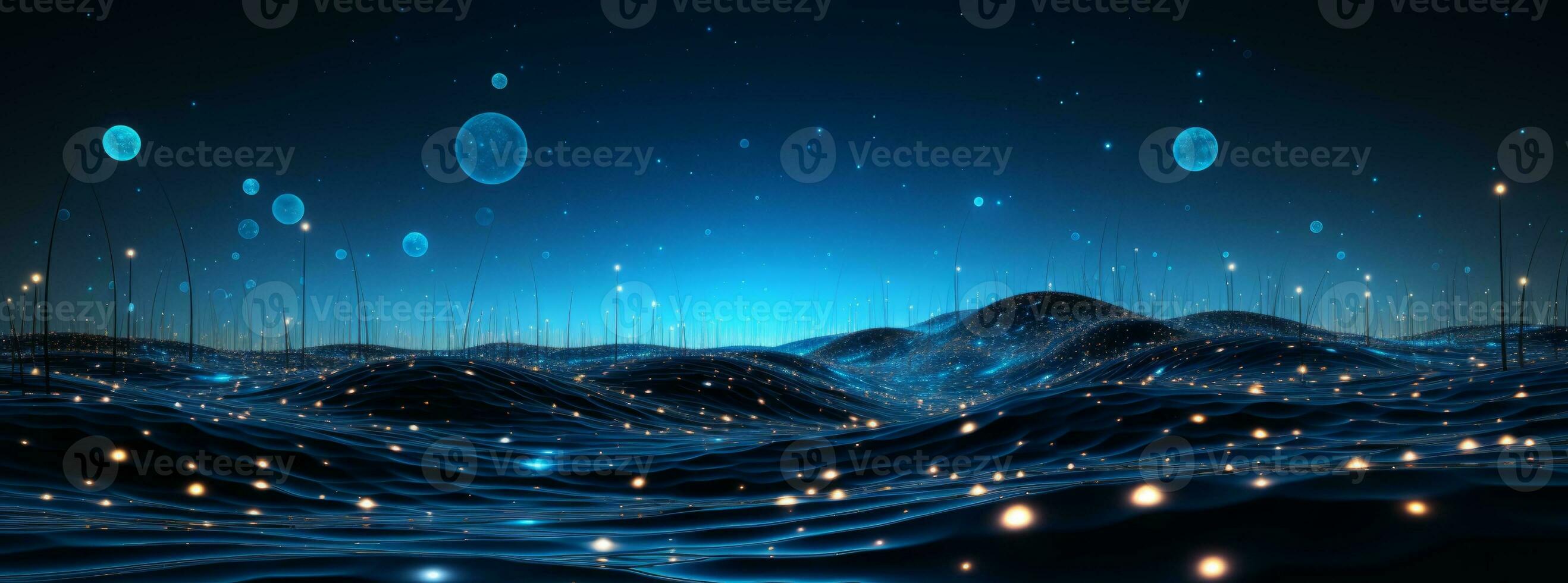 AI generated a blue and black background with blue dots randomly photo