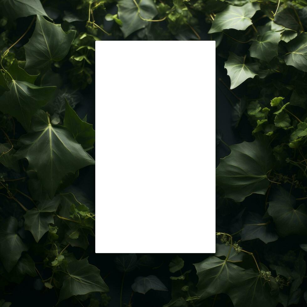 AI generated A Blank sheet mockup with leaves photo