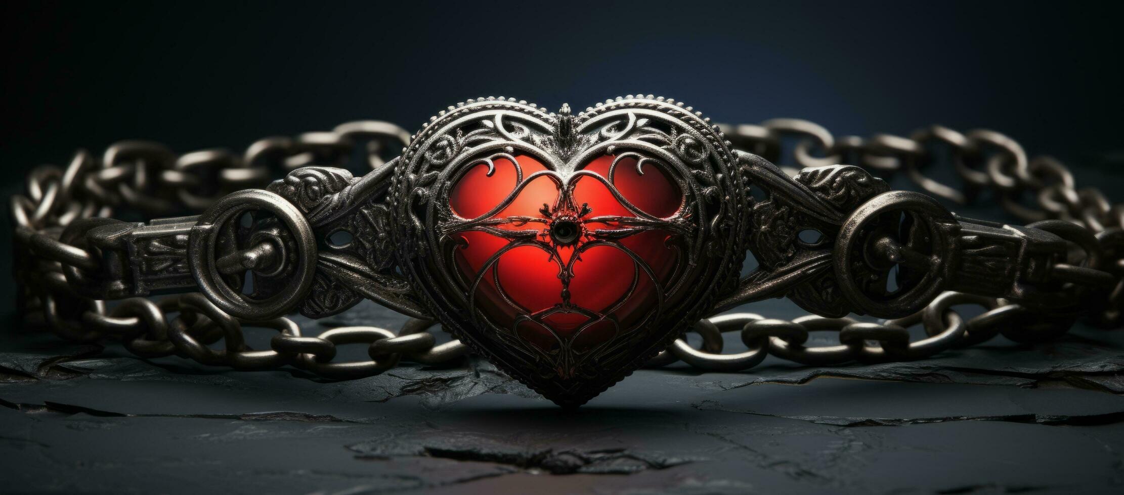 AI generated a chain with a heart on it. photo