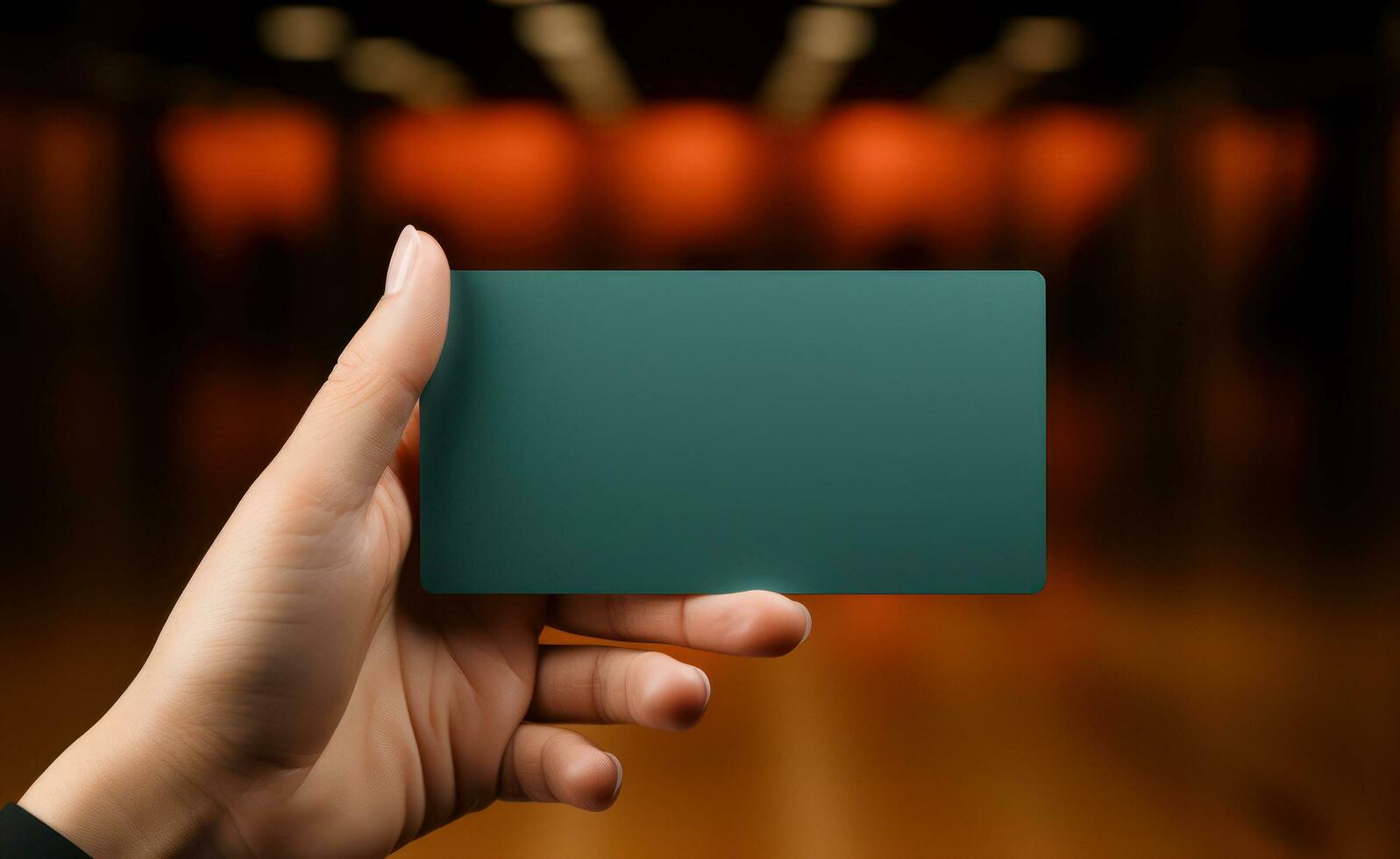 AI generated A man holding blank business card photo