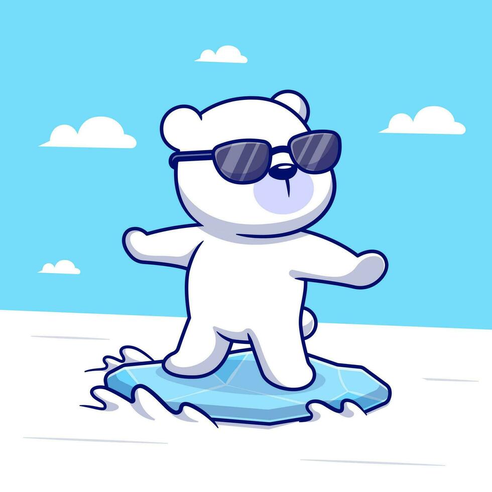 linda polar osos surf dibujos animados vector icono ilustración. animal deporte icono concepto aislado prima vector. plano dibujos animados estilo
