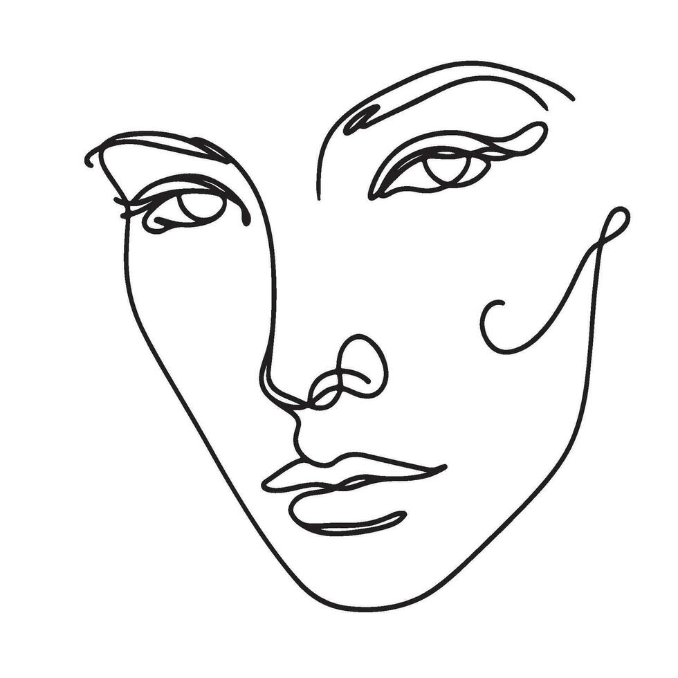 Minimalistic Face Line Art vector