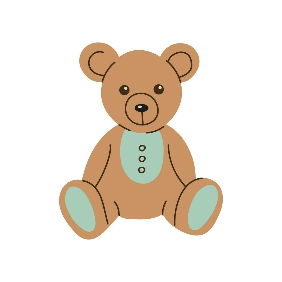 Teddy bear vector illustration on a white background. Bear for logo, design and greeting card.
