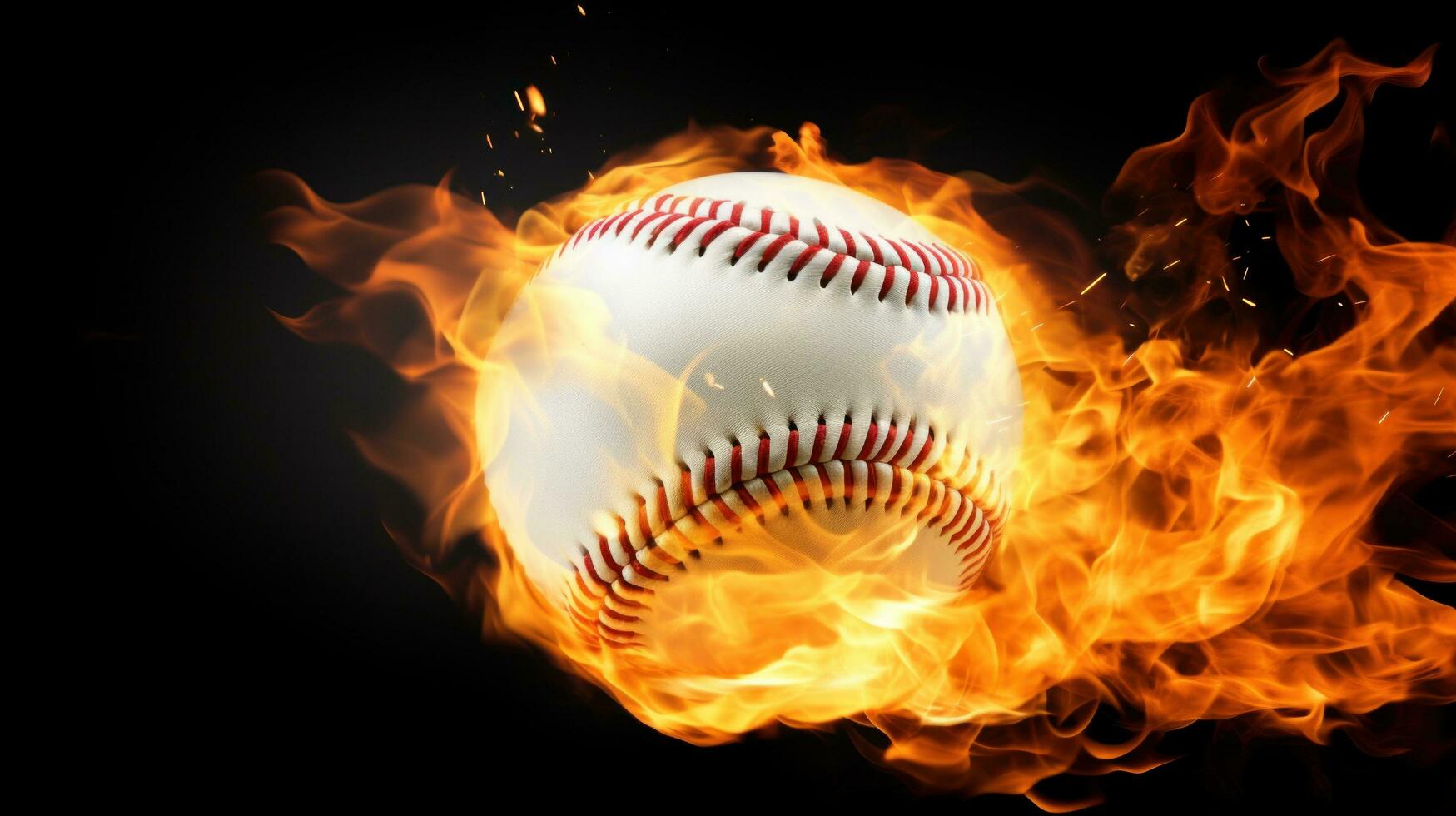 AI generated An eye-catching image of a baseball ball on fire photo