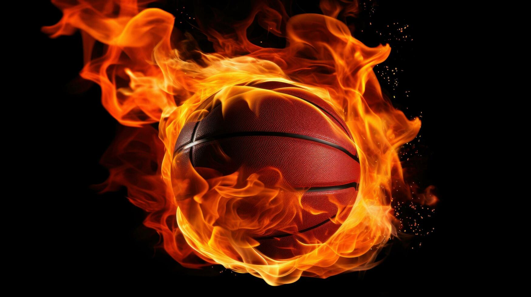 AI generated a basketball ball on fire, representing passion and energy, great for creative or dramatic designs photo