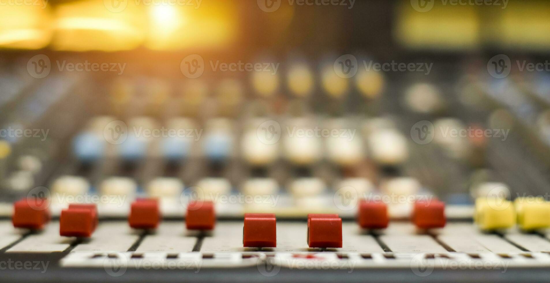 Mixed Dj board. Analog audio mixing console. selective focus photo