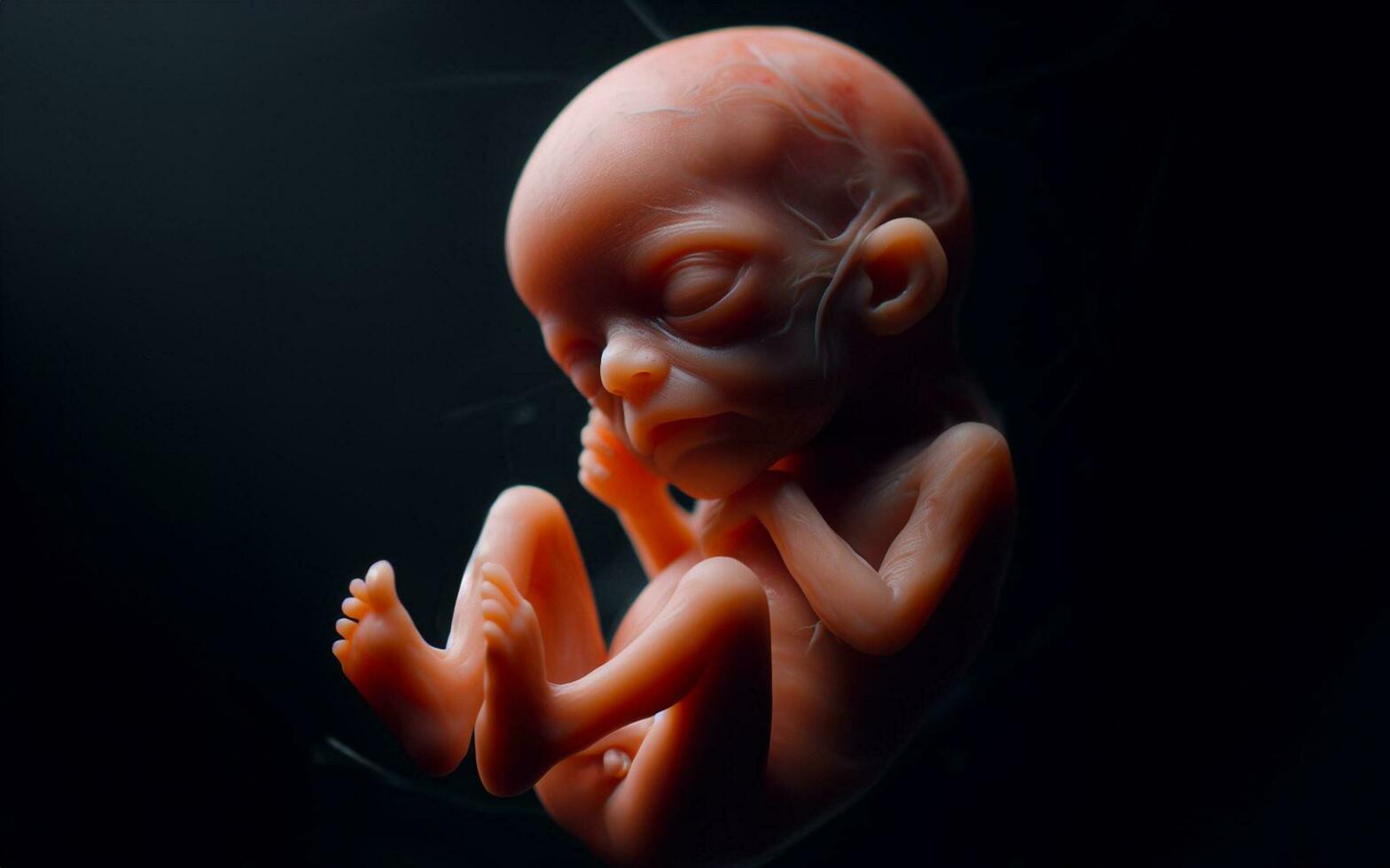 AI generated Fetus in the womb of the mother in the uterine sac 3 months gestation before giving birth photo