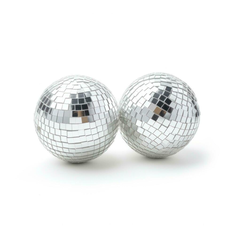 AI generated disco balls on white background with shadows photo