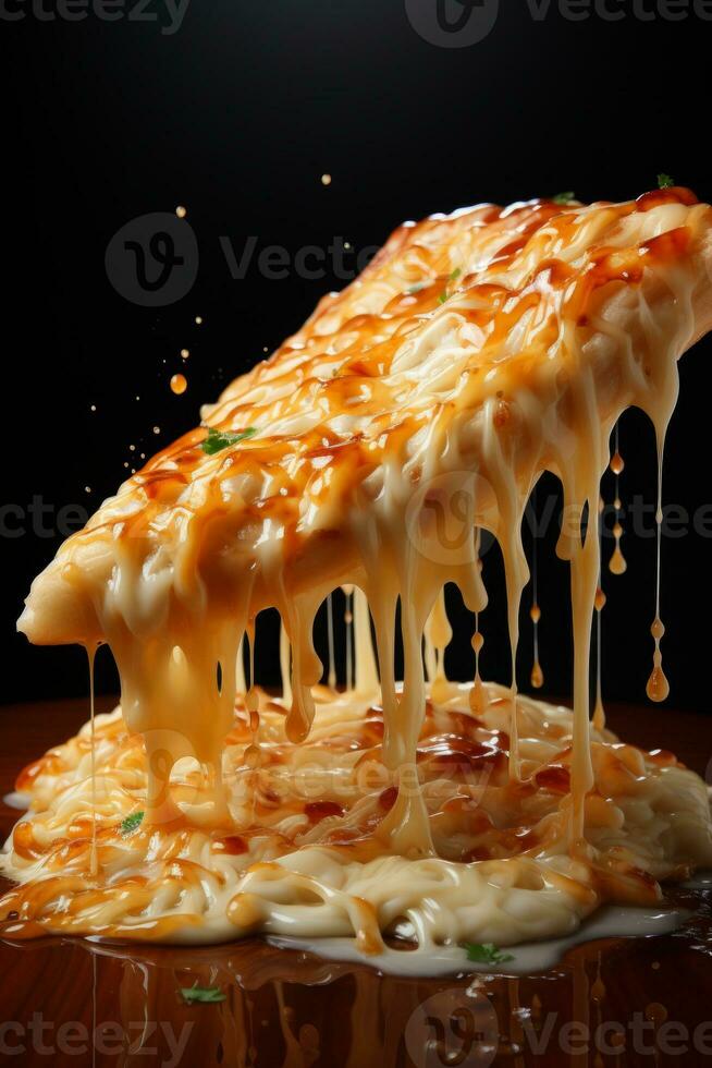 AI generated a large slice of pizza being scooped away photo