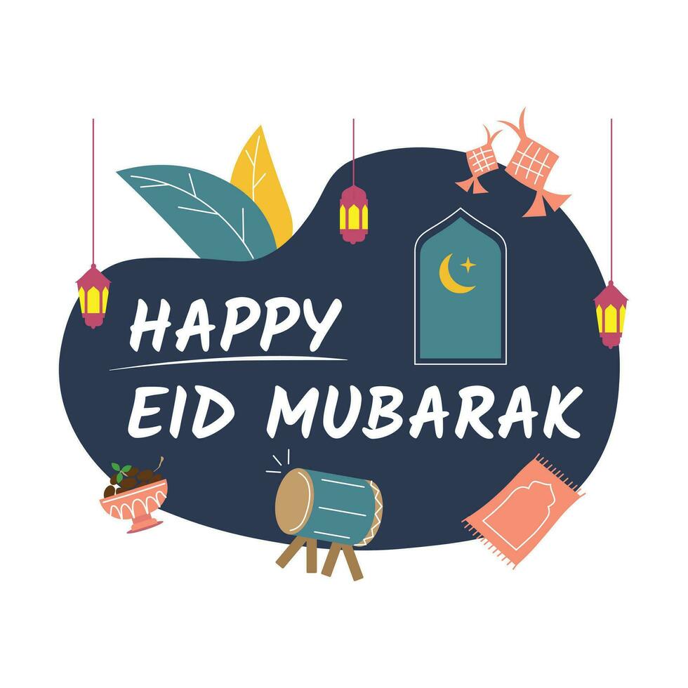 Flat design ramadan kareem greeting. Celebrating eid mubarak vector