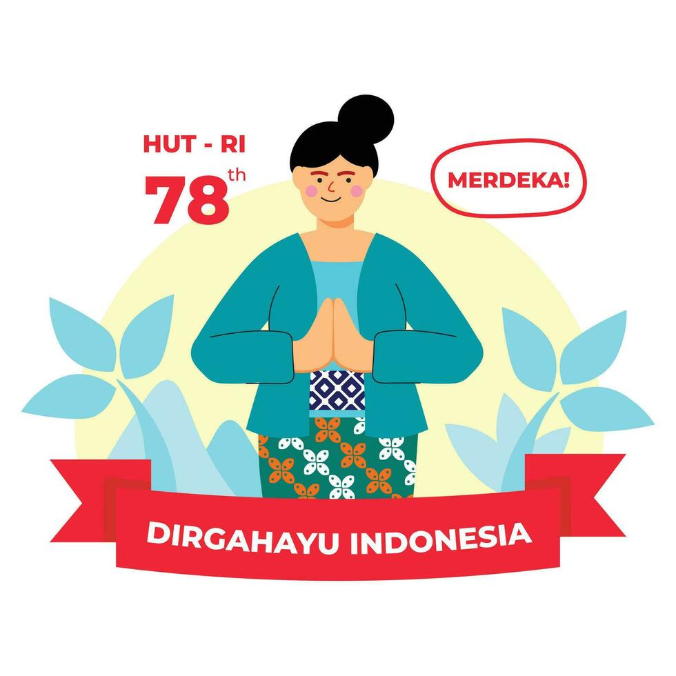 vector plano ilustración personas celebrando indonesio independencia día