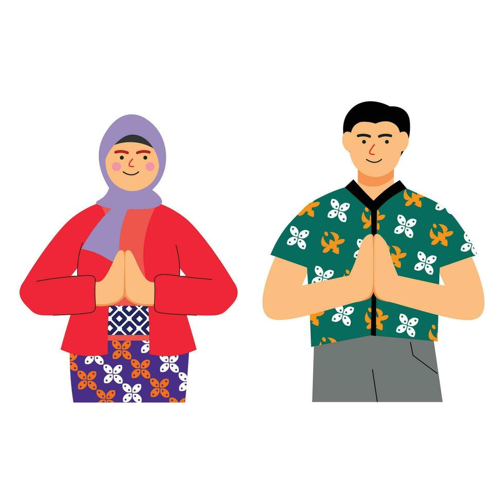 Vector flat illustration people celebrating indonesian independence day