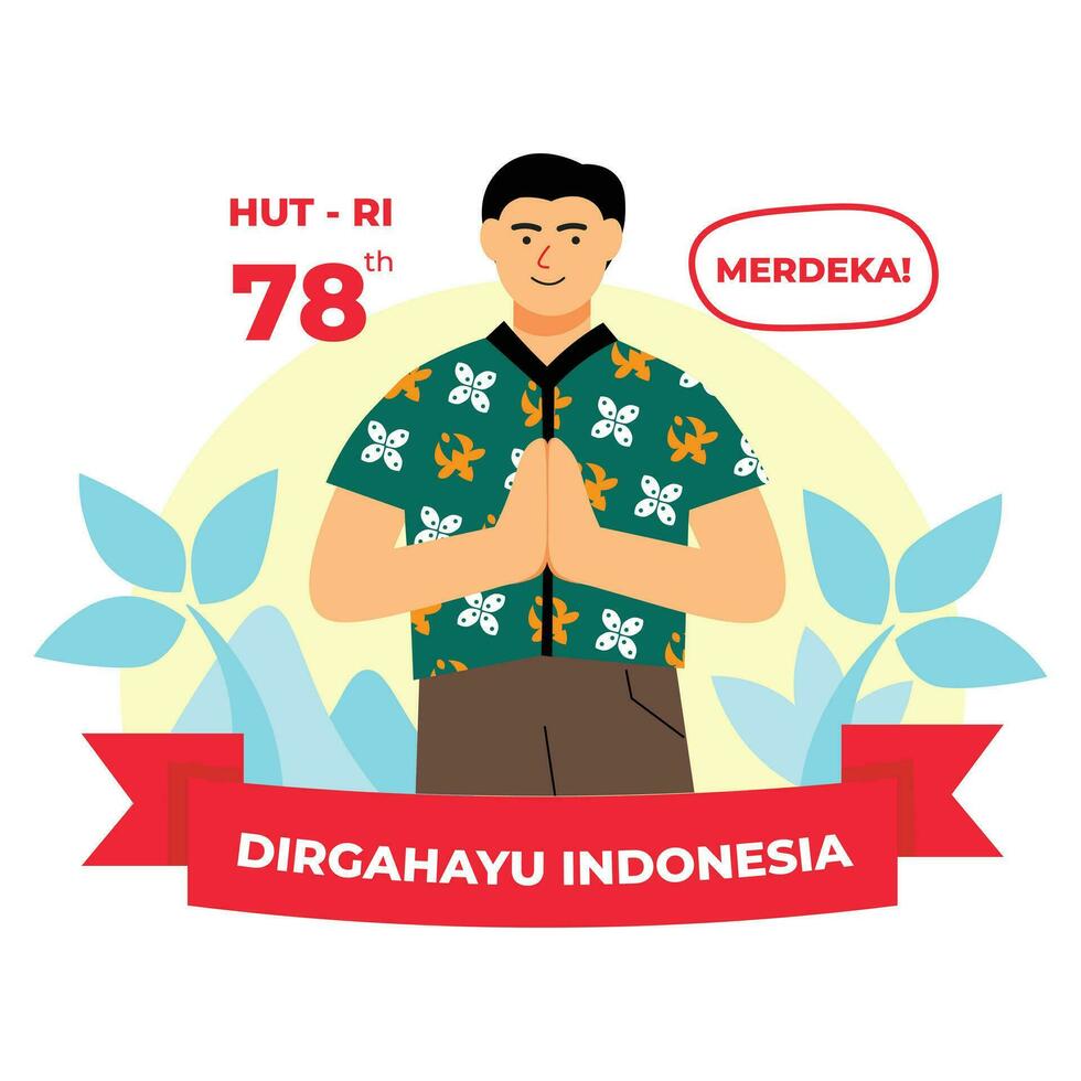 Vector flat illustration people celebrating indonesian independence day