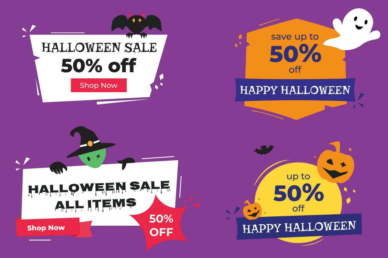 happy halloween sale modern banner promotional vector design