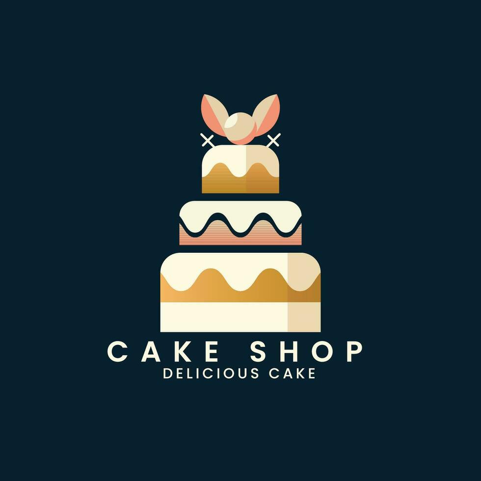 Delicious Cake Concept Bakery Shop Logo Design Vector