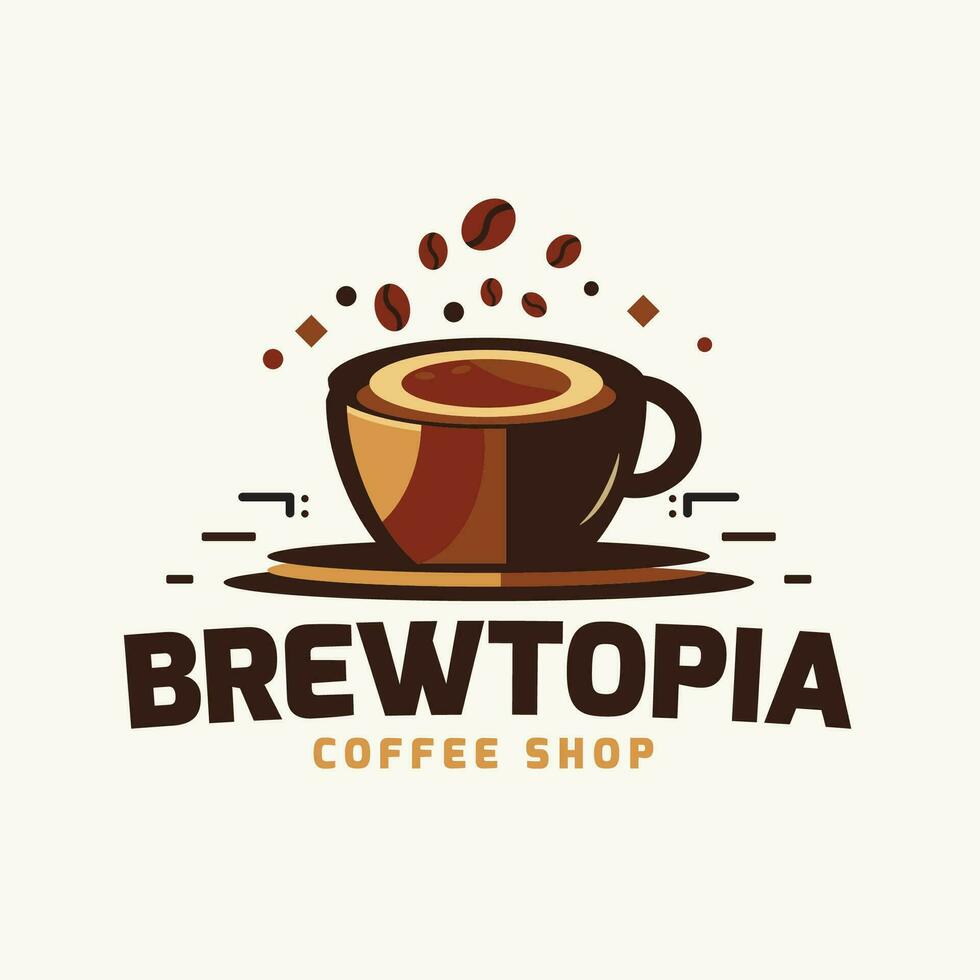 Coffee shop concept cup coffee bin vector logo design template