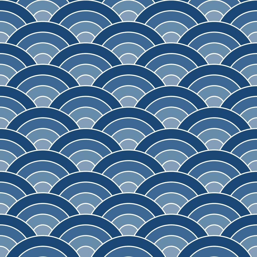 Navy blue shade of Japanese wave pattern background. Japanese seamless pattern vector. Waves background illustration. for clothing, wrapping paper, backdrop, background, gift card. vector