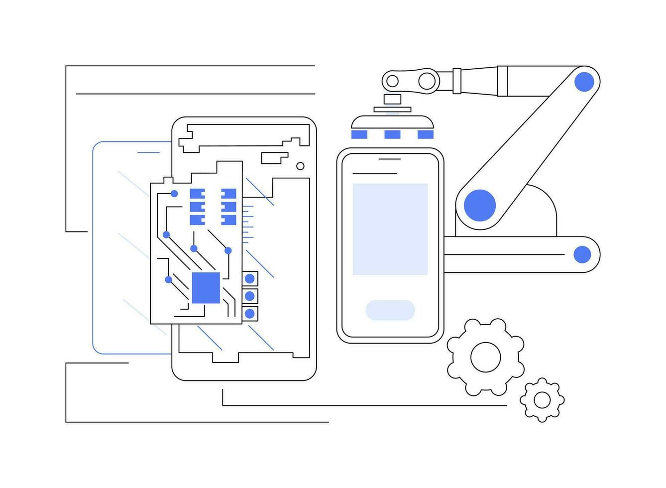 Smartphone assembling abstract concept vector illustration.