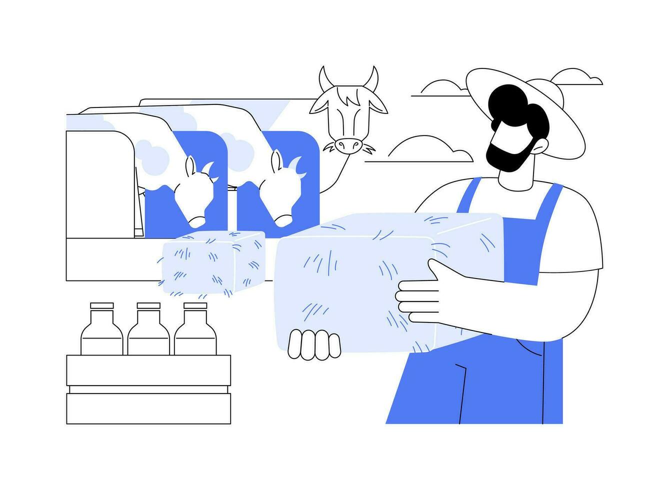 Handling milk cows abstract concept vector illustration.