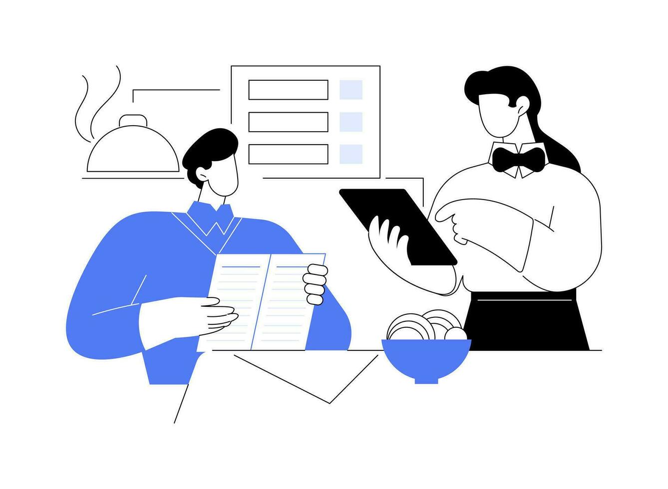 Waiter software abstract concept vector illustration.