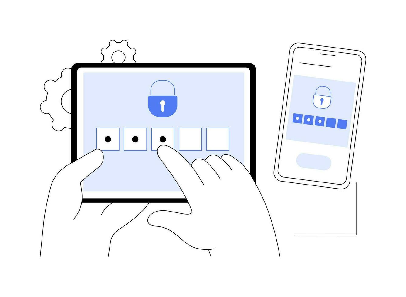 Two-factor authentication verification isolated cartoon vector illustrations.
