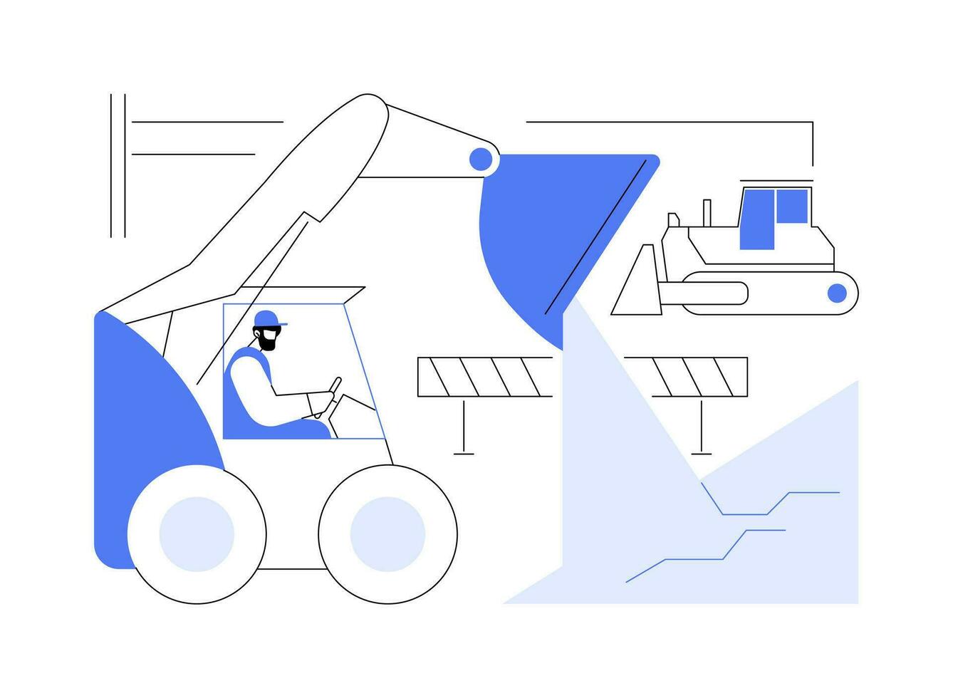 Skid steer loader abstract concept vector illustration.