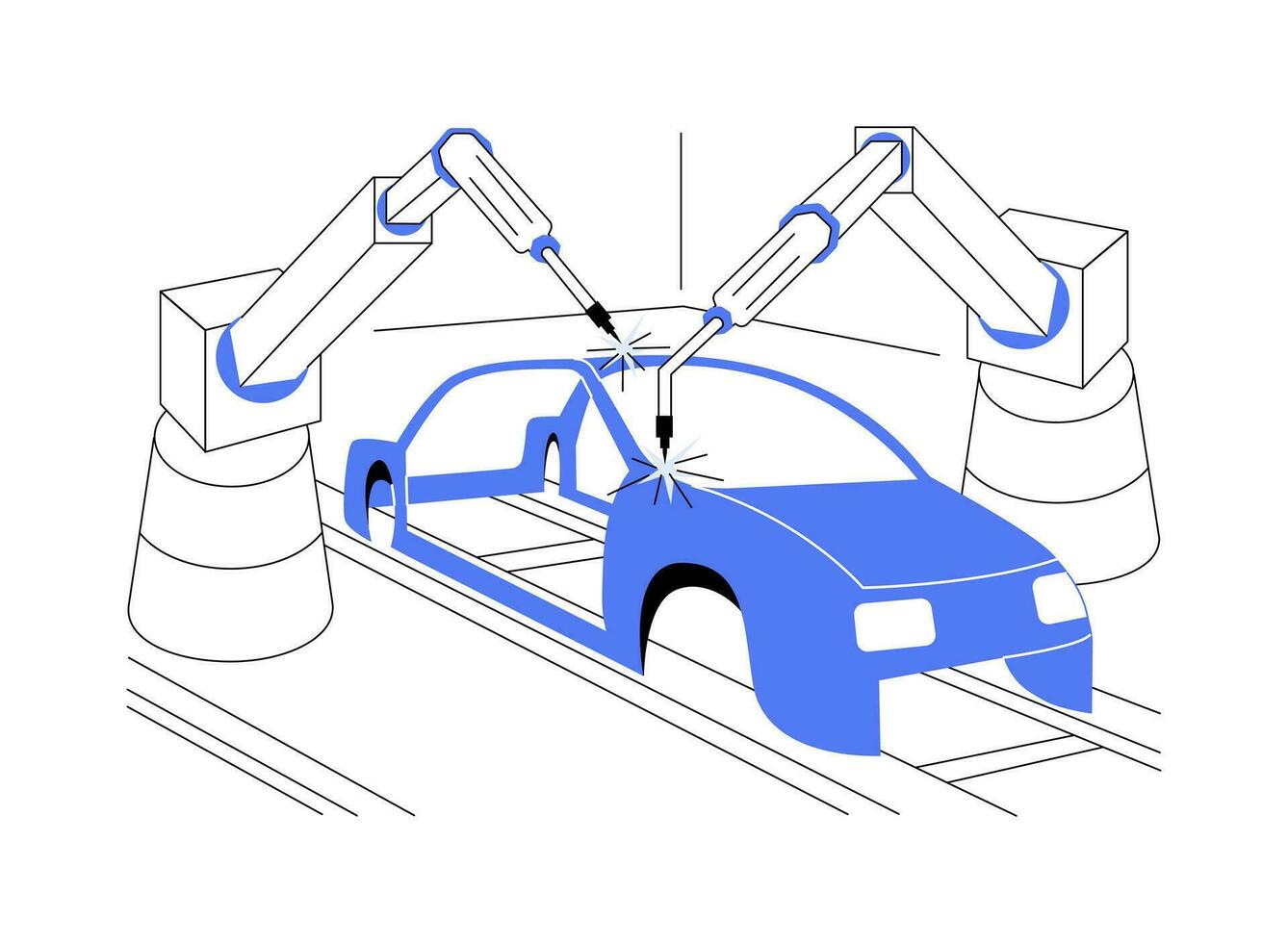 montaje coche cuerpo paneles resumen concepto vector ilustración.