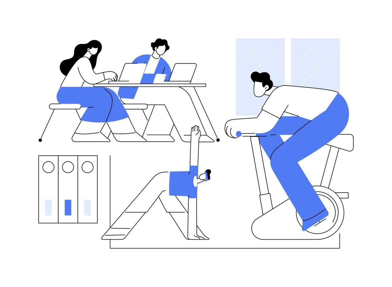 Office gym isolated cartoon vector illustrations.