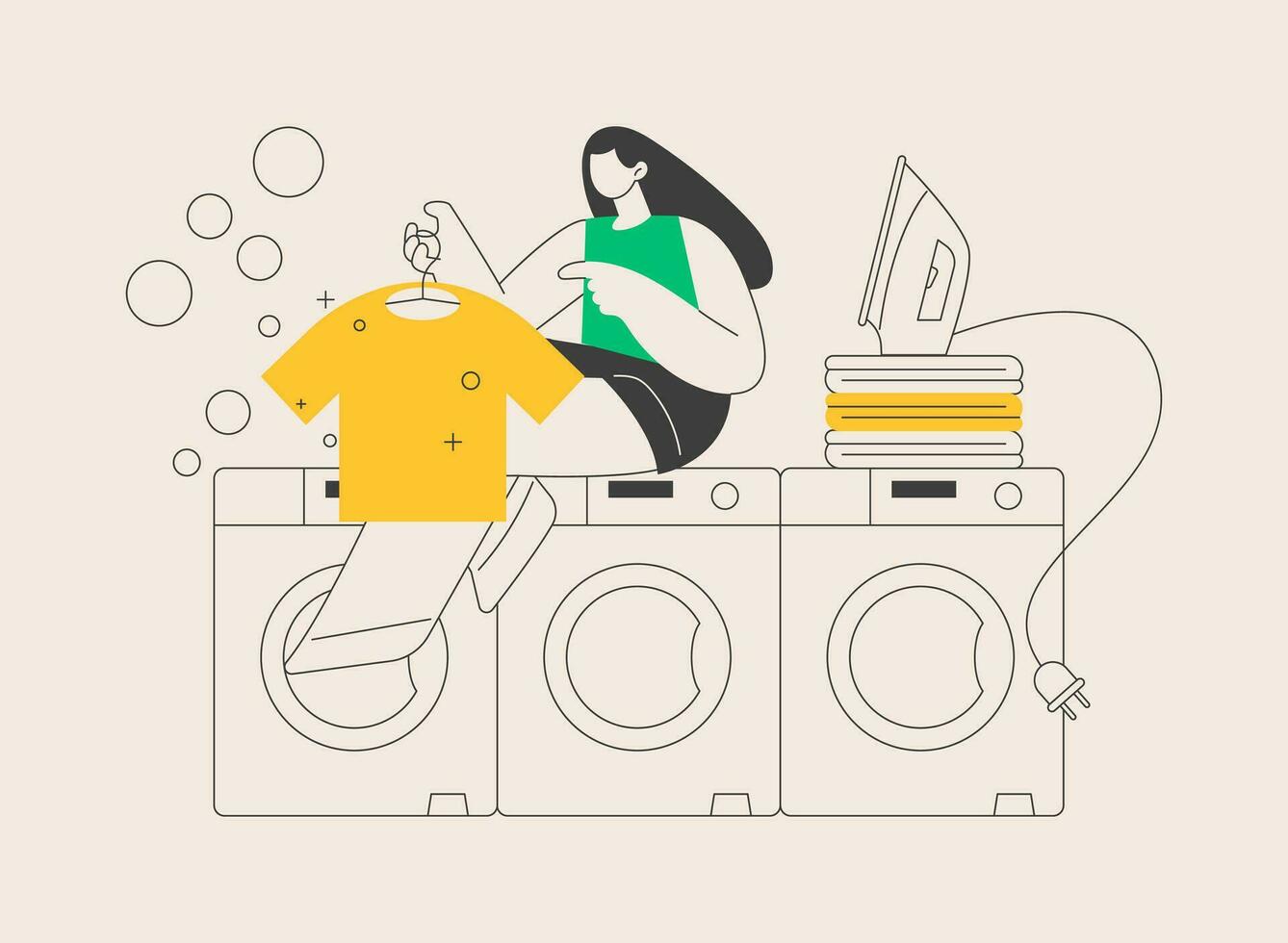 Laundry and dry cleaning abstract concept vector illustration.