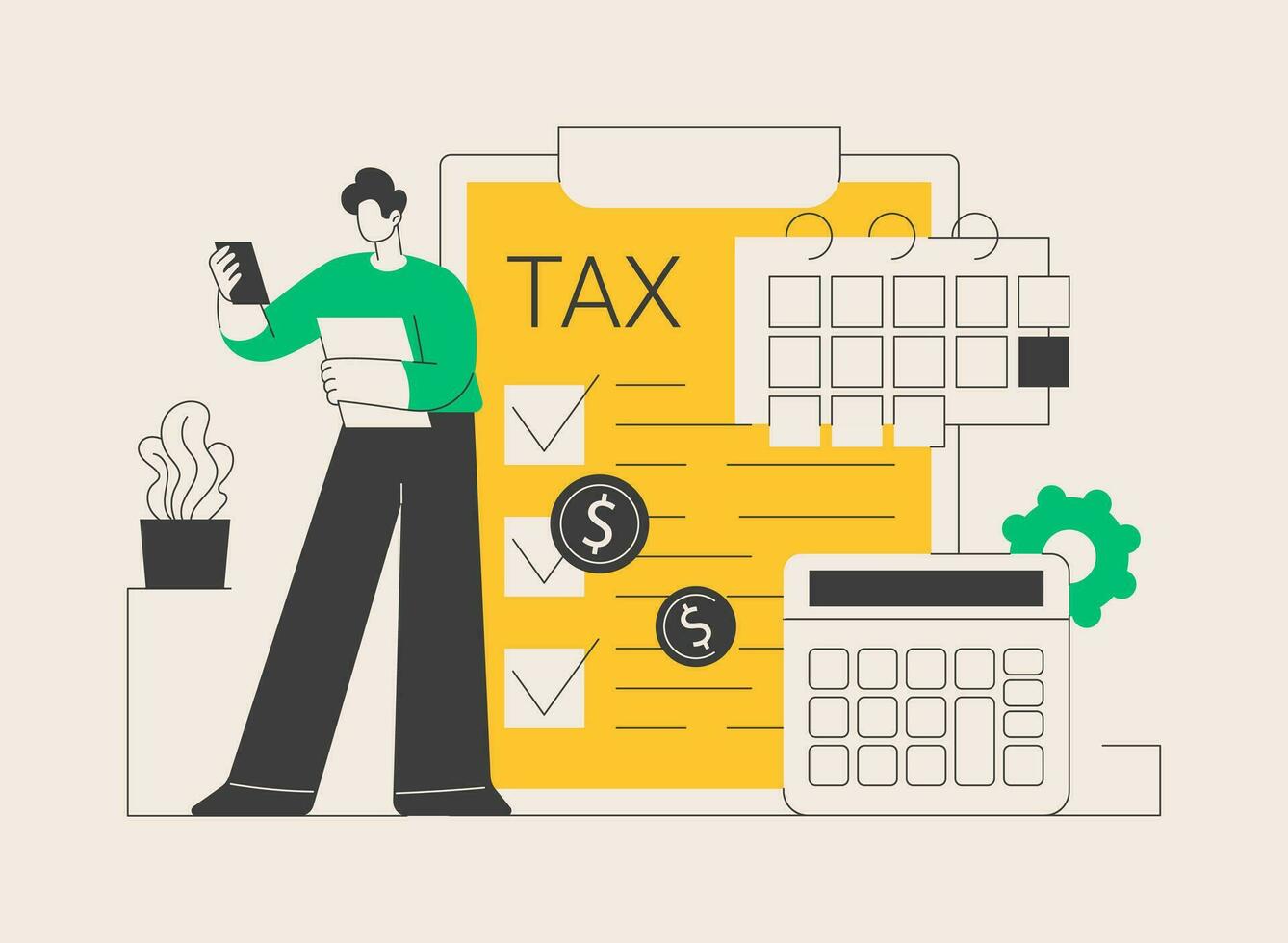 Tax year abstract concept vector illustration.