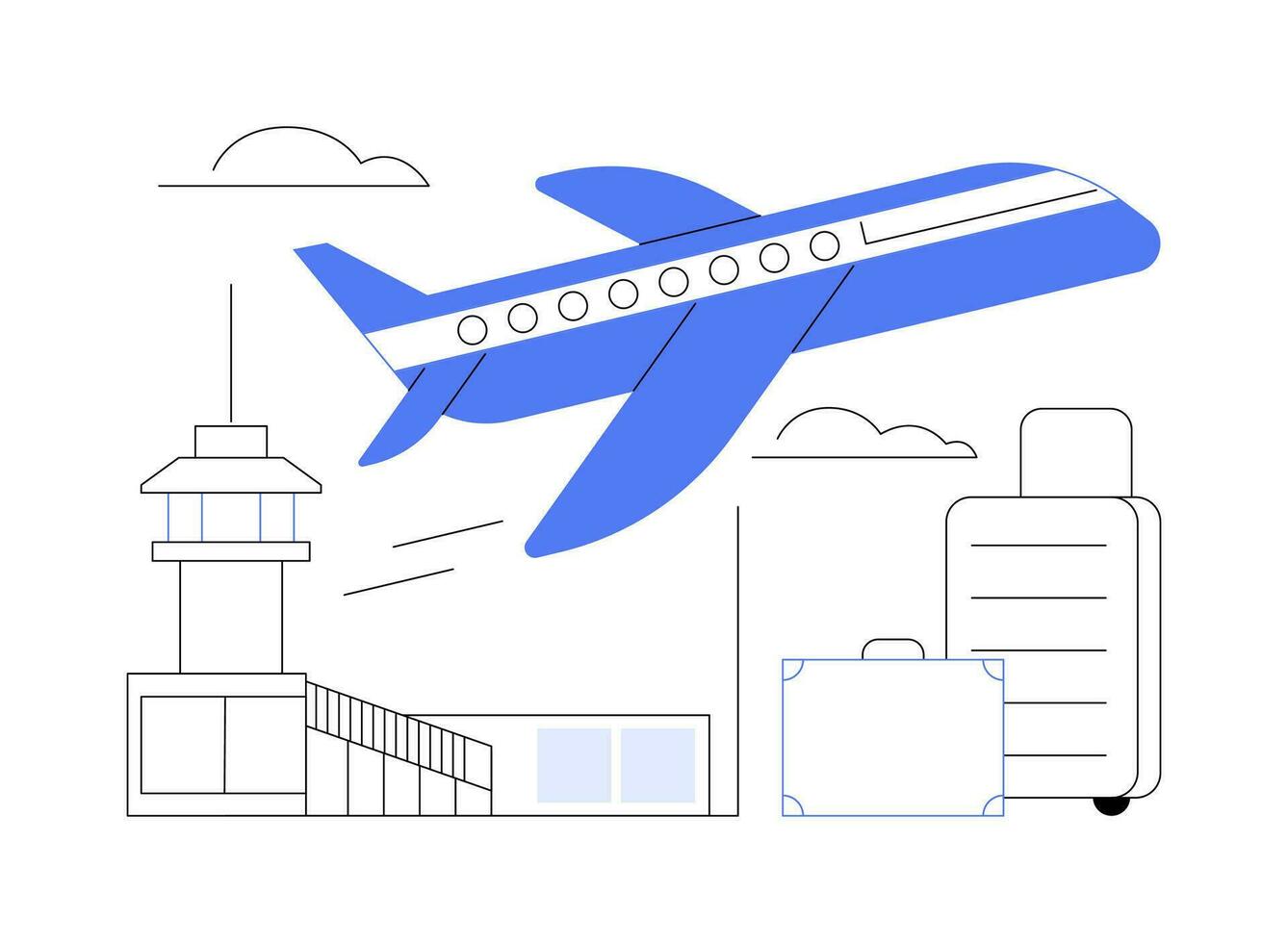 Airplane take-off abstract concept vector illustration.