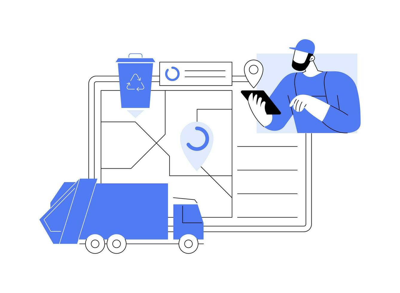 Smart waste collection isolated cartoon vector illustrations.