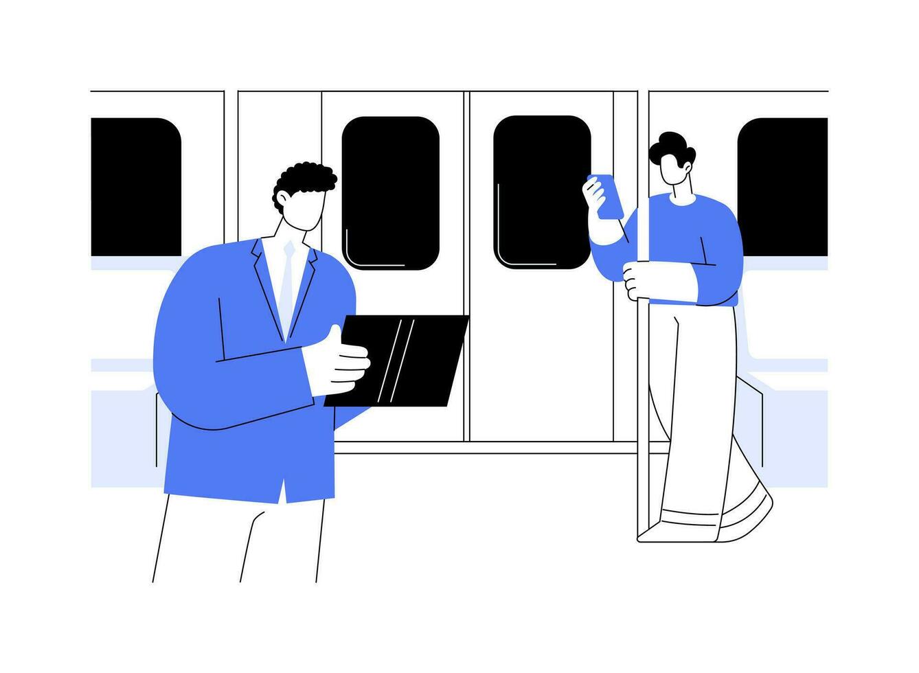 leyendo en un metro resumen concepto vector ilustración.