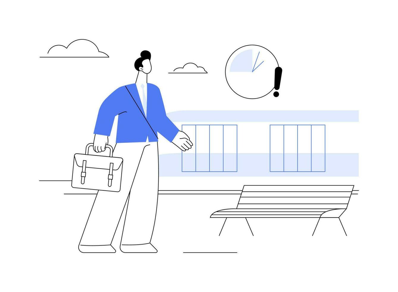Being late for a train abstract concept vector illustration.