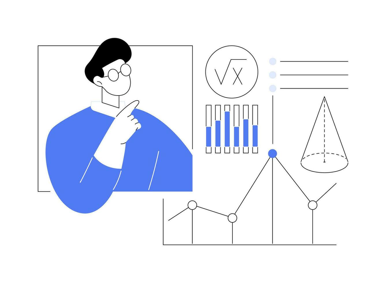 matemáticas y Estadísticas aislado dibujos animados vector ilustraciones.