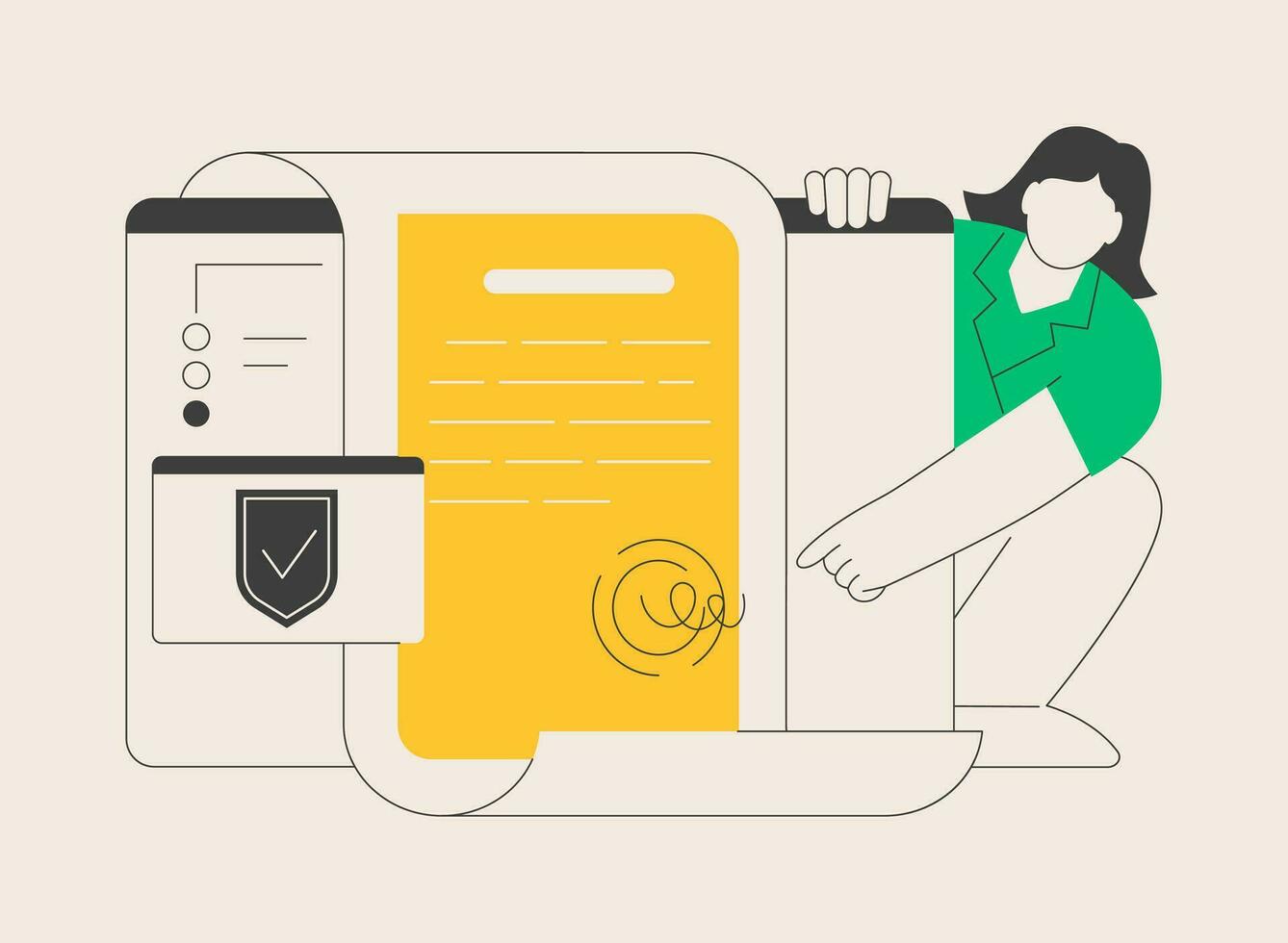 Electronic contract abstract concept vector illustration.