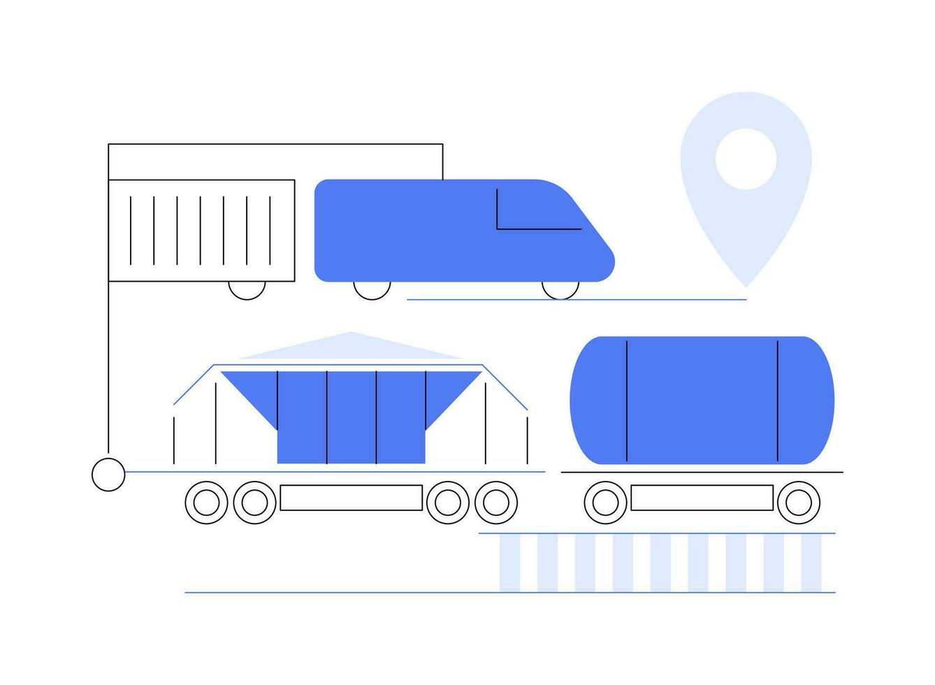 Mixed freight train abstract concept vector illustration.