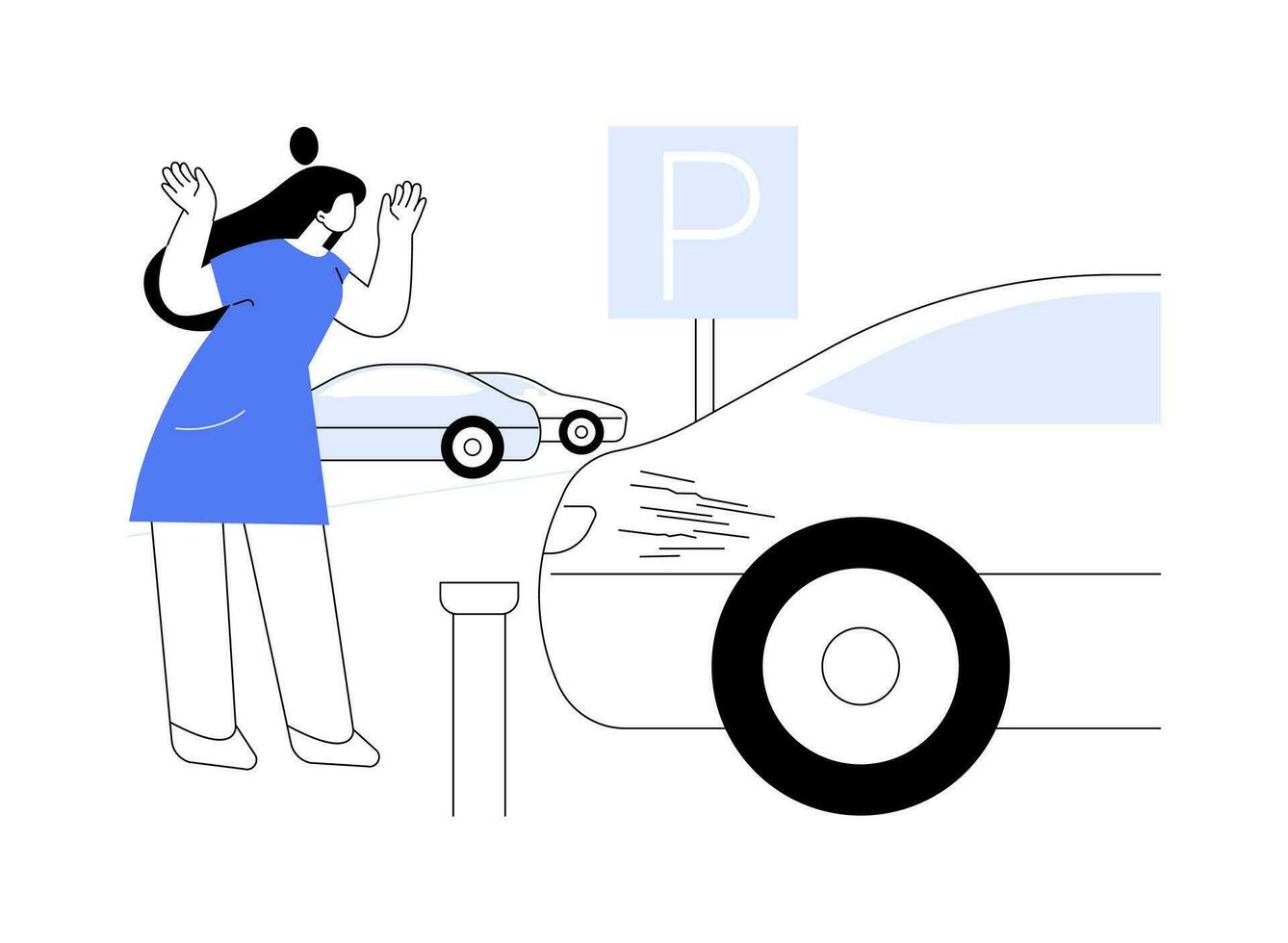 estacionamiento accidente resumen concepto vector ilustración.